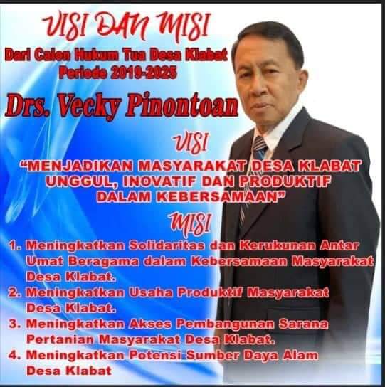 Vecky Pinontoan Maju Lagi Calon Hukum Tua Desa Klabat