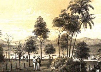 Tondano dalam lukisan Reis door den Indischen Archipel, L.J.van Rhijn, 1851.