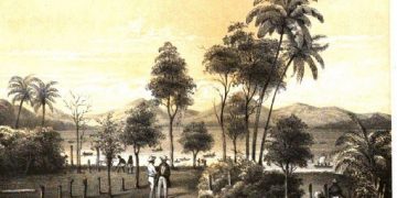 Tondano dalam lukisan Reis door den Indischen Archipel, L.J.van Rhijn, 1851.