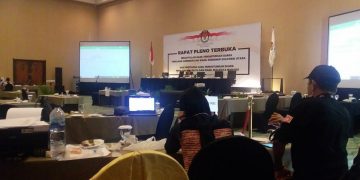 Pelaksanaan Pleno Rekapitulasi dan Penetapan Penghitungan Suara Pilkada yang dilaksanakan KPU Manado di Hotel Sintesa Peninsula