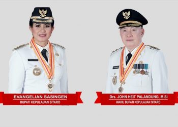 Bupati Evangelian Sasingen dan Wakil Bupati Jhon Palandung, pasangan pemimpin Kabupaten Kep. Sitaro. (foto: istimewa)