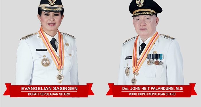 Bupati Evangelian Sasingen dan Wakil Bupati Jhon Palandung, pasangan pemimpin Kabupaten Kep. Sitaro. (foto: istimewa)