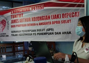 Gerakan Perempuan Sulawesi Utara meluncurkan petisi online di Manado Jumat (05/02/2021) sore. (foto: Ady/Barta1)