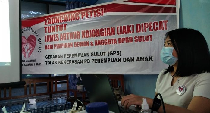 Gerakan Perempuan Sulawesi Utara meluncurkan petisi online di Manado Jumat (05/02/2021) sore. (foto: Ady/Barta1)