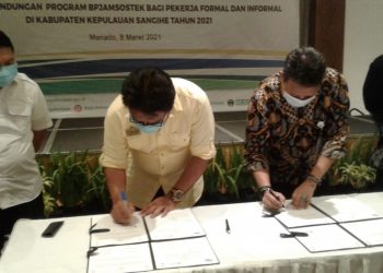 Pemkab Sangihe Teken Nota Kesepahaman Perlindungan Tenaga Kerja