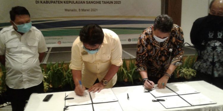 Pemkab Sangihe Teken Nota Kesepahaman Perlindungan Tenaga Kerja