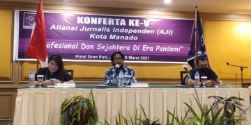 Sasmito Bicara Tantangan Jurnalis di Tengah Pandemi Ketika Buka Konferta AJI Manado