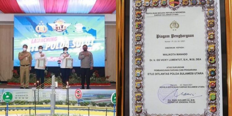 Support Polda Sulut Terapkan Tilang Elektronik, Lumentut Terima Penghargaan