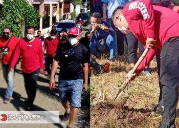 Kegiatan penanaman pohon di lokasi lahan pekuburan milik GMIm Yarden Kampung Islam. (foto: Randy/Barta1)