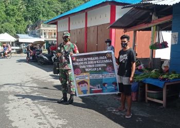 Babinsa Koramil Tabukan Utara Aktif Sosialisasikan Prokes Covid-19