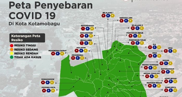 Peta sebaran kasus Covid-19 di Kota Kotamobagu
