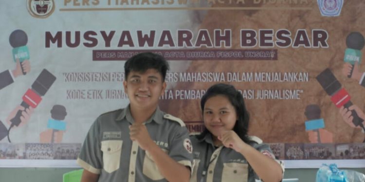 Yeremia Turangan–Andini Choirunnisa Pimpin Pers Mahasiswa Acta Diurna 2021-2022