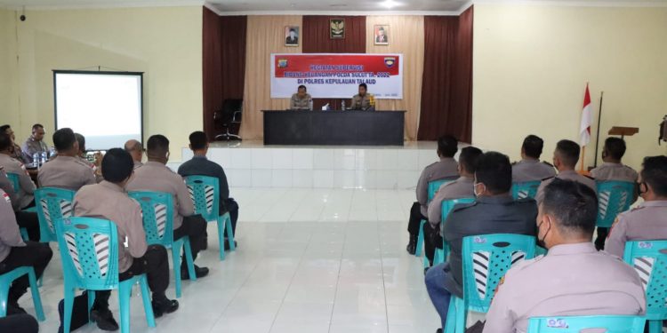 Suasana berlangsungnya supervisi yang digelar di Aula Polres Kepulauan Talaud.