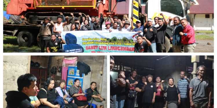 Foto : Pendeta-pendeta memberikan dukungan penguatan kepada warga yang sedang berjuang mengusir alat berat PT. TMS. (Dok. Rendy/Barta1)