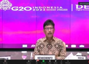 Menkominfo Johnny G. Plate, dalam Rapat Koordinasi dengan Kementerian Dalam Negeri dan Kepala Daerah mengenai Data Rumah Tangga Miskin dalam rangka Migrasi TV Analog ke TV Digital, yang berlangsung secara virtual dari Jakarta Pusat, Jumat (03/06/2022).