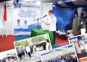 Bupati Kepulauan Talaud, dr. Talaud Elly Engelbert Lasut ME saat melantik Kepala Desa Mala Timur