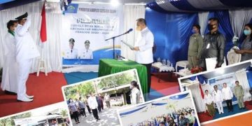 Bupati Kepulauan Talaud, dr. Talaud Elly Engelbert Lasut ME saat melantik Kepala Desa Mala Timur