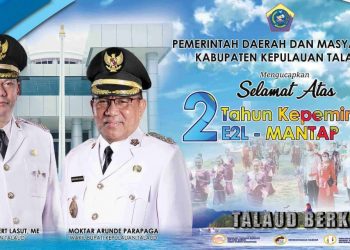 Pemerintah dan seluruh Masyarakat Kabupaten Kepulauan Talaud mengucapkan Selamat atas 2 (dua) Tahun Masa Jabatan Bupati Kepulauan Talaud Bapak DR. dr. Elly Engelbert Lasut, ME bersama Wakil Bupati Kepulauan Talaud Bapak Drs. Moktar Arunde Parapaga