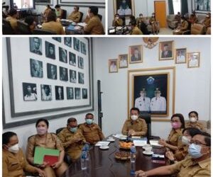 Sekretaris Daerah menggelar Zoom meeting pengelolaan Kawasan perbatasan ruang kerja sekertaris daerah kabupaten Talaud