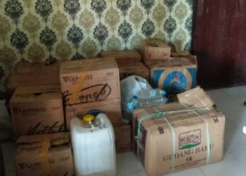 Barang bukti miras yang diamankan oleh personel Polres Kepulauan Talaud.