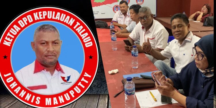 Ketua DPD Partai Perindo Kabupaten Kepulauan Talaud, Johannis Manuputty saat menggelar rapat perdana DPD Partai Perindo bersama para Bacaleg.