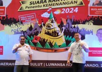Ketua dan Sekretaris DPC Projo Kabupaten Kepulauan Talaud saat menghadiri Konferda.