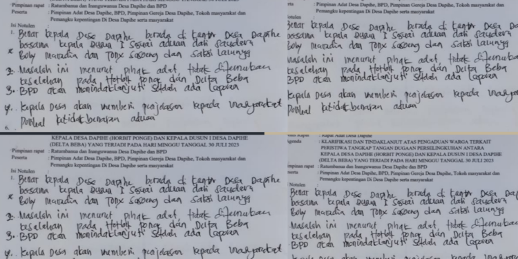 Foto notulen hasil pertemuan bersama para tokoh.