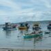 Perahu penangkap ikan yang terparkir di pelabuhan Lawasan, Salibabu.