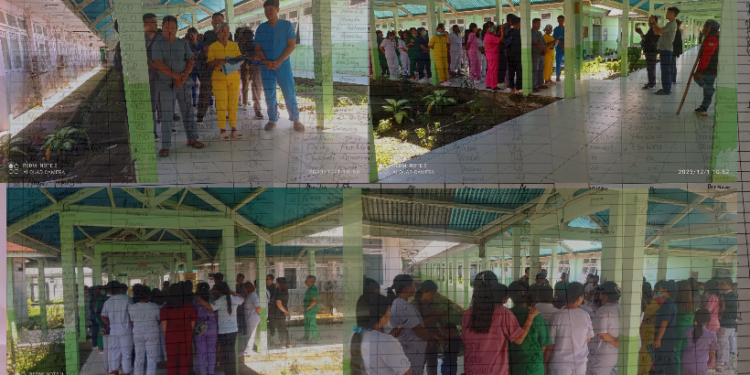 Tenaga kesehatan non PNS di RSUD Mala saat menyampaikan pernyataan sikap untuk istirahat bekerja.
