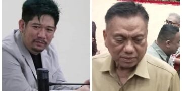 Ketua Fraksi Pg, Raski Mokodompit dan Gubernur Sulut, Olly Dondokambey. (Foto: Meikel Barta1.com)