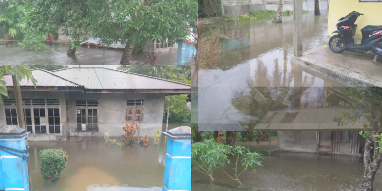 Potret air yang menggenangi rumah warga Talaud akibat banjir.
