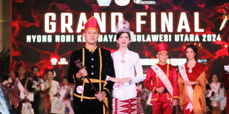 Kimi Michael Dapu dan Ester Clara Lomboan Nyong dan Noni Kebudayaan Sulut 2024. (Foto: istimewa/barta).