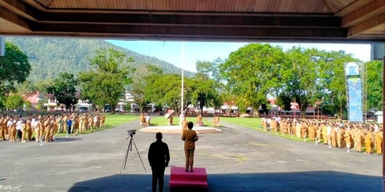 Foto: Penjabat Bupati Sangihe pimpin apel bersama di bulan April. (Dok. Istimewa)