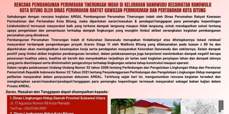 Study AMDAL Pembangunan Perumahan Tinerungan Indah Bitung