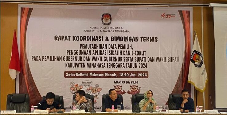 Pelaksanaan Rakor dan Bimtek terkait pendataan pemilih yang dilaksanakan KPU Minahasa Tenggara. (foto-foto: KPU Mitra)