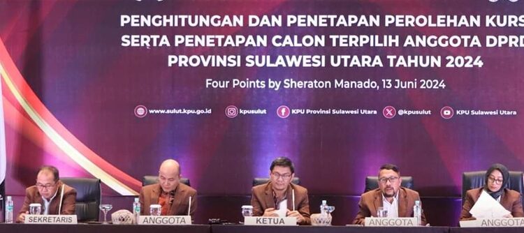 Suasana rapat pleno penetapan anggota DPRD Provinsi Sulawesi Utara yang diselenggarakan KPU Sulut. (foto: KPU Sulut)