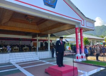 Foto: PJ. Bupati Sangihe, Albert Huppy Wounde Menjadi Inspektur Upacara pada Peringatan Hari Lahir Pancasila 1 Juni 2024, yang dilaksanakan 3 Juni 2024 di Tahuna. (Dok. Istimewa)