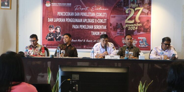 Foto: Rapat Evaluasi Pencocokan dan Penelitian (Coklit) serta Laporan Penggunaan Aplikasi E-Coklit untuk Pemilihan Serentak Tahun 2024. (Dok. Istimewa)