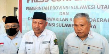 Kepala Kanwil Sulut, H Sarbin Sehe dan Ketua Pansus H Amir Liputo. (Foto: meikel/ barta)