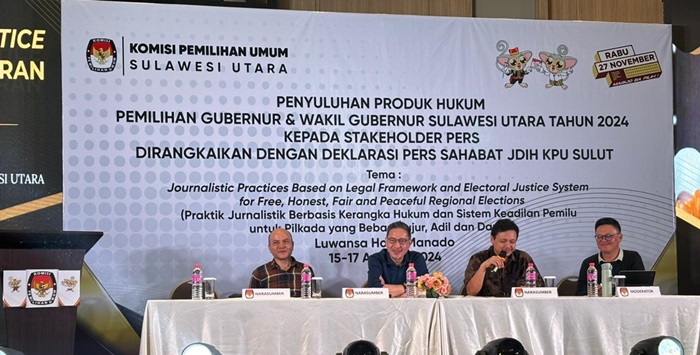 Para narasumber dalam pemantapan produk hukum Pilkada serentak yang dihadirkan KPU Sulut