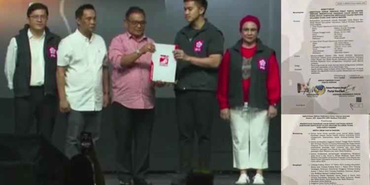 Pasangan MAP - AYS saat menerima surat rekomendasi B1-KWK dari PSI dan surat rekomendasi B1-KWK dari Partai NasDem.
