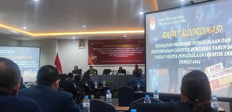 Rapat koordinasi menyangkut penyiapan logistik yang digelar KPU Sulut menghadirkan para pihak sebagai narasumber. (foto: Barta1)