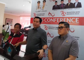 Wakil Gubernur Sulut, Steven OE Kandouw, Ketua DPRD Sulut, Fransiskus Andi Silangen dan Wakil Ketua Bily Lombok. (Foto: meikel/barta)