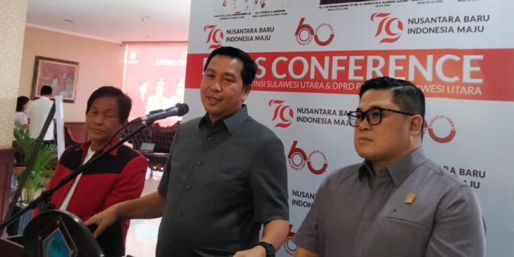Wakil Gubernur Sulut, Steven OE Kandouw, Ketua DPRD Sulut, Fransiskus Andi Silangen dan Wakil Ketua Bily Lombok. (Foto: meikel/barta)