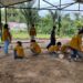 Tim PPM-M Polimdo pada proses pembuatan lantai dan dinding sekolah MI dan MT's Siar Sunah. (Foto: istimewa)