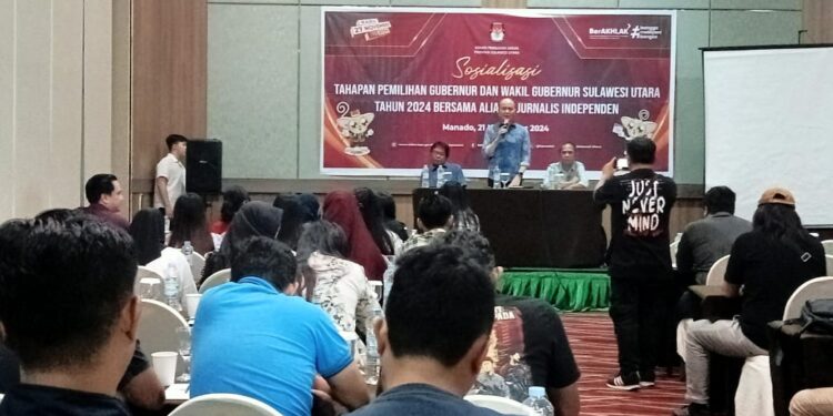 Sosialisasi KPU Provinsi Sulut bersama AJI Manado. (Foto: meikel/barta)