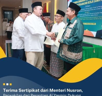 Terima Sertipikat dari Menteri Nusron, Perwakilan Pesantren Al Yasmin Bersyukur