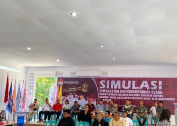 Foto: Simulasi Pemungutan Suara oleh KPUD Sangihe. (Dok. Istimewa)