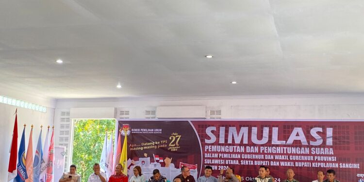 Foto: Simulasi Pemungutan Suara oleh KPUD Sangihe. (Dok. Istimewa)