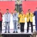 Keempat pasangan yang mencalonkan diri di ajang Pilkada Kabupaten Minahasa Tenggara saat debat publik ketiga. (foto-foto: KPU Mitra)